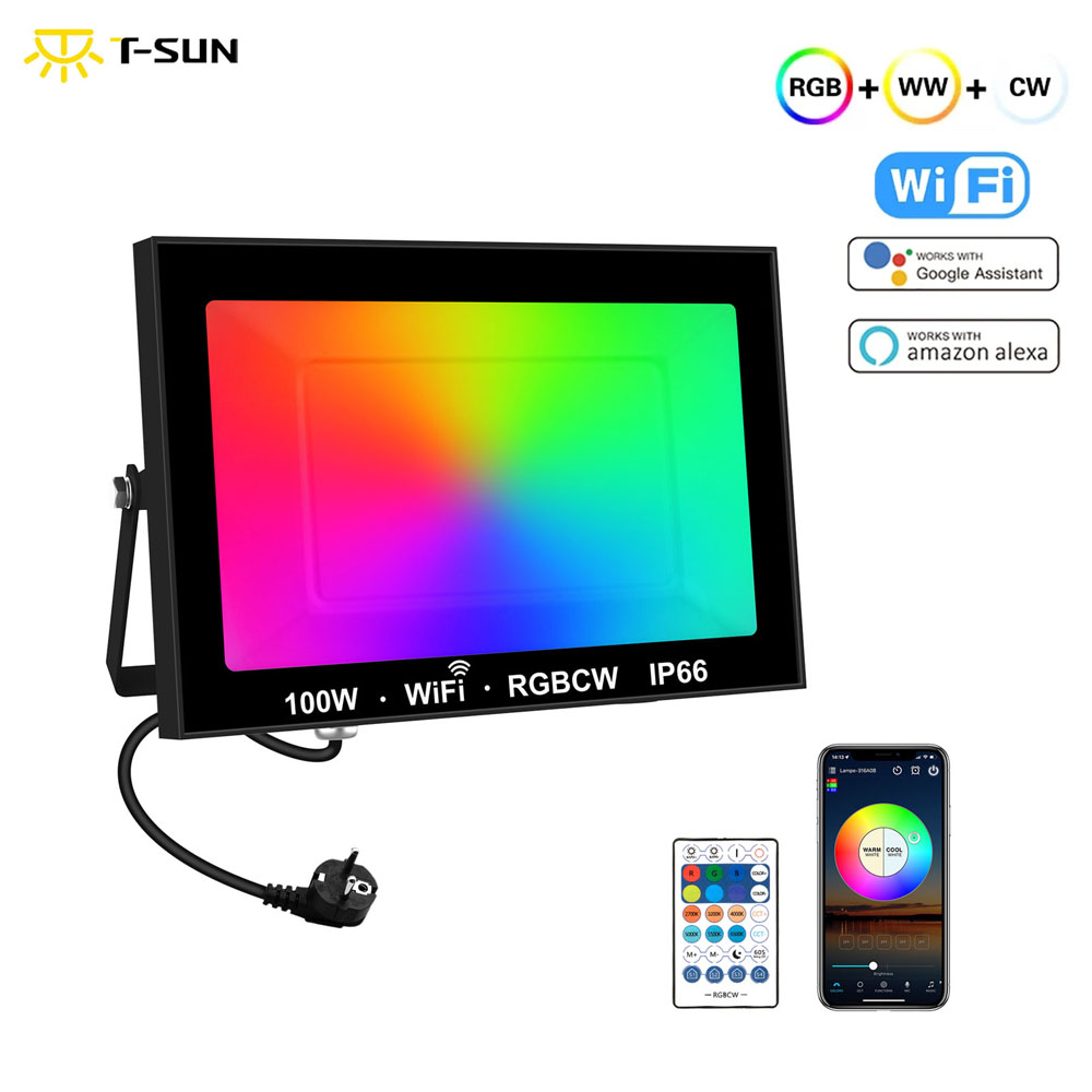 Outdoor Power Outlet Wifi - T-sunrise 100W RGB inteligentny reflektor IP66